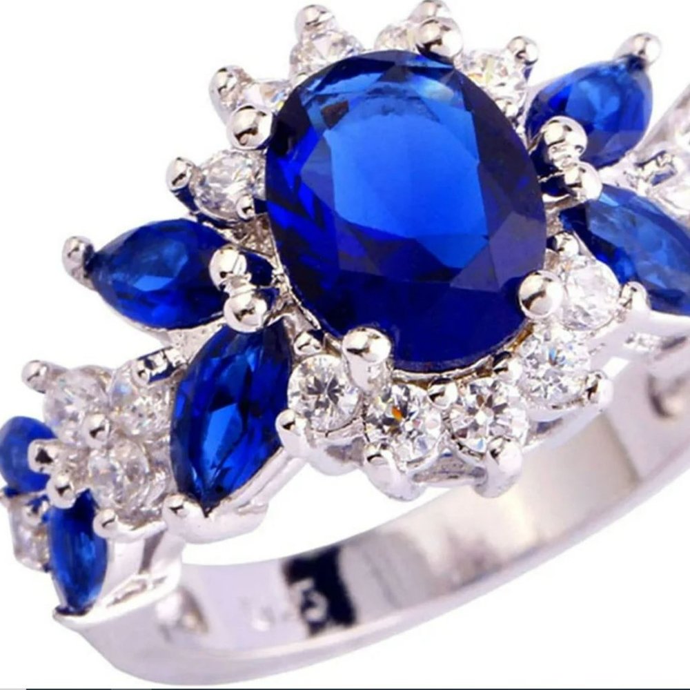 Blue Created sapphire fashion ring